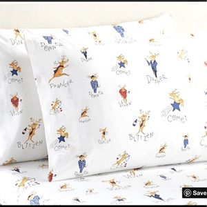 Pottery Barn King Size Organic Reindeer sheet set